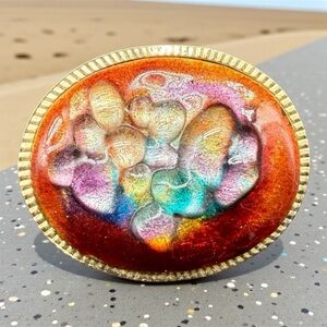 Vintage Abstract Resin Lucite Art Brooch Pin Colorful Modernist Trombone Clasp